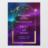 Kosmische Paarse Gouden Zon Maan Sterren Welkom Te Raamsticker (Vel)