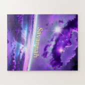 Kosmische Paarse Violet Nebula Clouds in Space Gal Legpuzzel (Horizontaal)