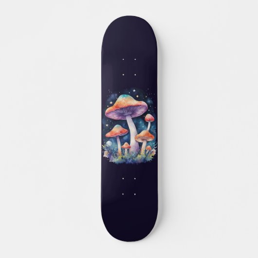 Kosmische Paddenstoelen Waterverf Art Style Skateboard (Voorkant)