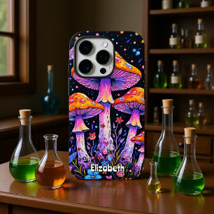 kosmische paddenstoelenweide iPhone 16 pro hoesje
