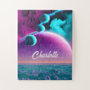 kosmische planten in het Paarse Magische Mystery U Legpuzzel