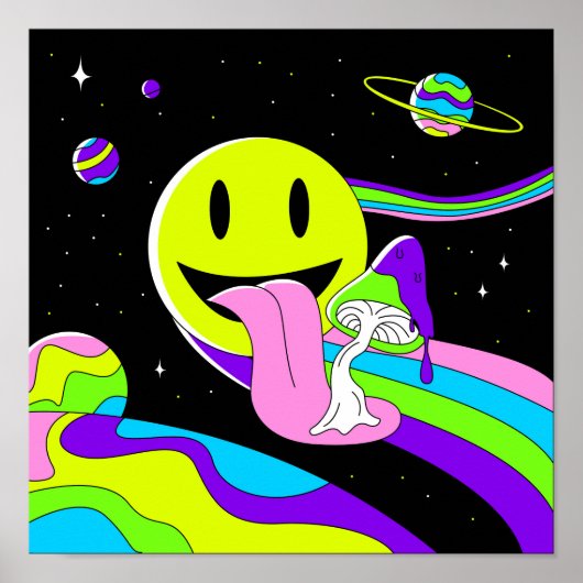 Kosmische psychedelische glimlach poster (Voorkant)
