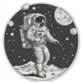 Kosmische reflectie: retroastronaut op de maan sticker (Voorkant)