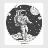Kosmische reflectie: retroastronaut op de maan sticker (Vel)