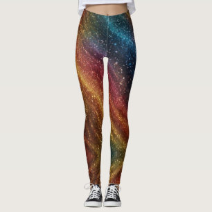 Kosmische regenboog iriserende glitter leggings