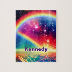 Kosmische Regenboog Over Fantasie Indigo Wolken Sc Legpuzzel