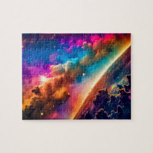 Kosmische regenboog schijnt wolken in de ruimte legpuzzel
