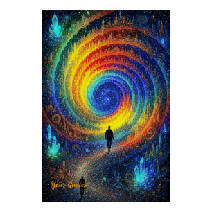 Kosmische Reis Melkweg Regenboog Licht Surrealisti Perfect Poster