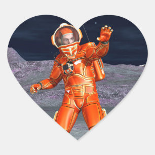 Kosmische Reiziger Surrealistische Planeet Landsch Hart Sticker