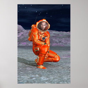 Kosmische Reiziger Surrealistische Planeet Landsch Poster