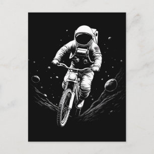 Kosmische Ruimtevaarder Fietstocht Ruimte Avontuur Feestdagenkaart