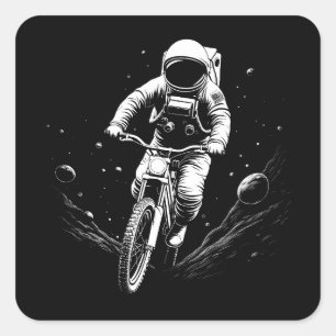 Kosmische Ruimtevaarder Fietstocht Ruimte Avontuur Vierkante Sticker
