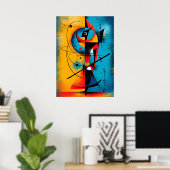 Kosmische Samurai – Moderne Abstracte Geometrische Poster (Thuiskantoor)