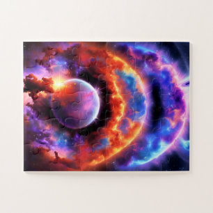 Kosmische sciencefiction Paarse Oranje planeten Legpuzzel