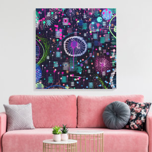 Kosmische Sneeuwstorm: Abstract Maximalisme Kunst Canvas Afdruk