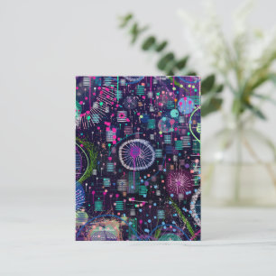 Kosmische Sneeuwstorm: Abstracte Maximalistische K Briefkaart
