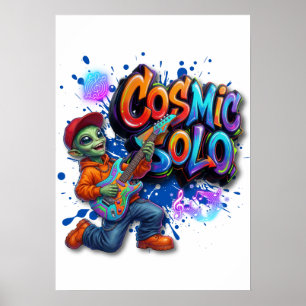 Kosmische Solo Buitenaardse Gitarist Ruimtemuziek Poster