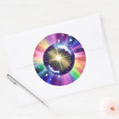 Kosmische Starburst Sphere Ronde Sticker (Envelop)