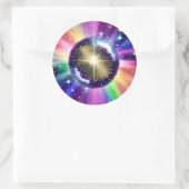 Kosmische Starburst Sphere Ronde Sticker (Tas)