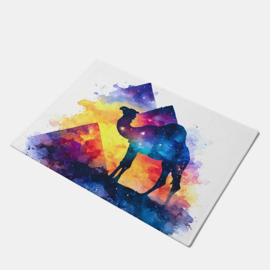 Kosmische Sterrennacht Egyptisch kamelenlandschap Deurmat (Schuin)