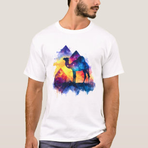 Kosmische Sterrennacht Egyptisch kamelenlandschap T-shirt