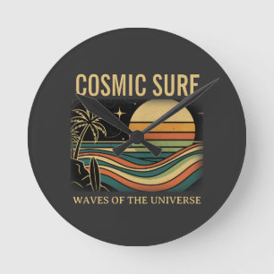 Kosmische Surf Retro Wave. Zonsondergang (GEEN NUM Ronde Klok