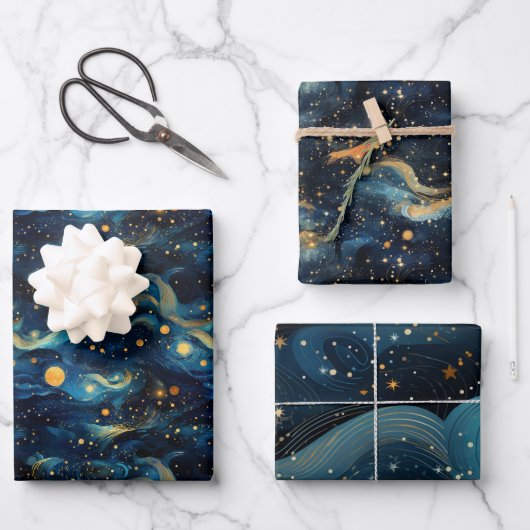 Kosmische Symfonie: Hemelse Muziek Art Design Inpakpapier Vel (Voorkant)