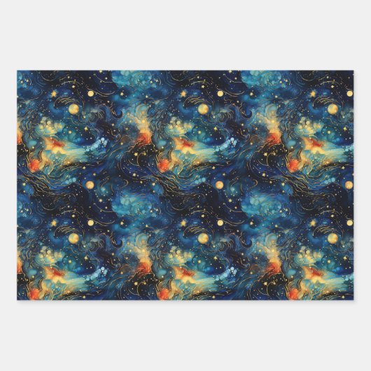 Kosmische Symfonie Hemelse Muzikale Vormen Ontwerp Inpakpapier Vel (Voorkant 3)