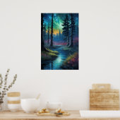 Kosmische symfonie over het weelderige oude bos poster (Keuken)