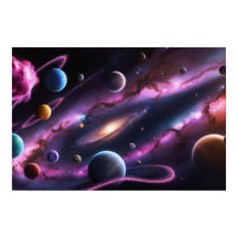 Kosmische Symfonie van Planeten en Melkwegstelsels