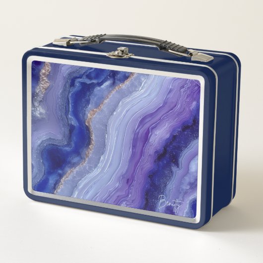 Kosmische Tanzaniet Crystal Metal Lunchbox (Voorkant)