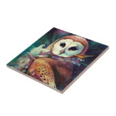 Kosmische Uil Fantasy Kunst Tegeltje (Zijkant)
