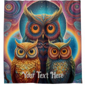 Kosmische Uil: Levendige Wijsheid Douchegordijn (Voorkant)