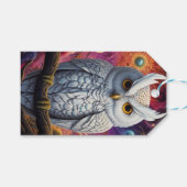 Kosmische Uil van Wijsheid Cadeaulabel (Voorkant (Horizontaal))