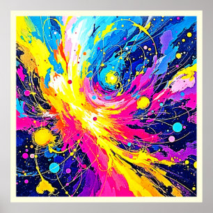 Kosmische uitbarsting: levendige spetterkunst poster