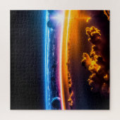 Kosmische visie op de toekomstige stad vanuit een legpuzzel (Verticaal)
