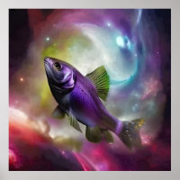 Kosmische Vliegende Vis AI Fantasie Digitale Kunst