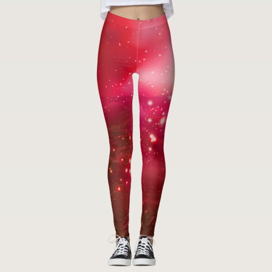 Kosmische vrede (kersrood) leggings (Voorkant)