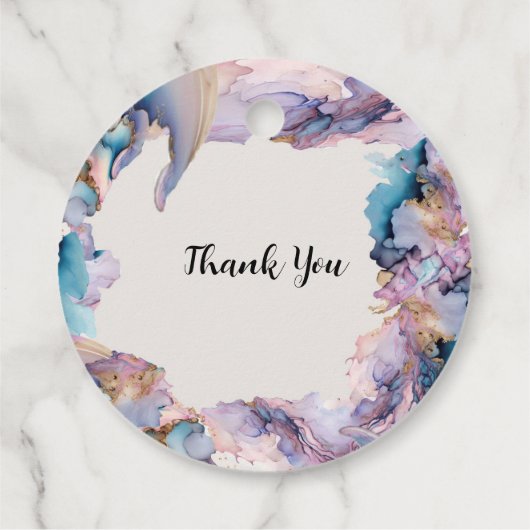 Kosmische Waterverf bruiloft gunst Labels (Achterkant)