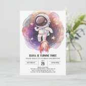 Kosmische Waterverf Magic Astronaut Verjaardag Kaart (Staand voorkant)