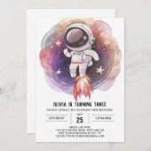 Kosmische Waterverf Magic Astronaut Verjaardag Kaart (Voorkant / Achterkant)