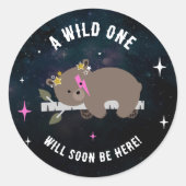 Kosmische welp slaperig wild een roze meisje Baby  Ronde Sticker (Voorkant)