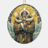 Kosmische winterwarmte keramisch ornament (Links)