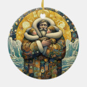 Kosmische winterwarmte keramisch ornament (Achterkant)