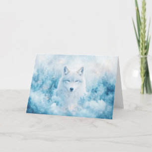 Kosmische Witte Wolf in Winterlandschap Kaart