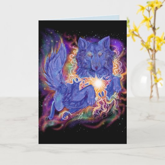 Kosmische Wolf Kaart (Gele Bloem)