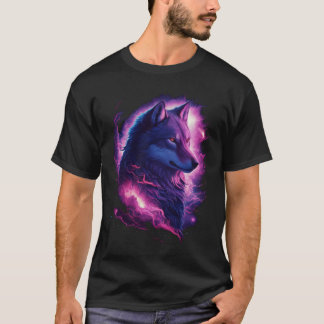 Kosmische Wolf: Majestueuze Natuur en Universum Fu T-shirt