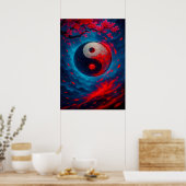 Kosmische Yin Yang met Cherry Blossoms Fantasy Poster (Keuken)