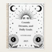 Kosmische zon en maan aangepaste naam manifestatie planner (Voorkant)
