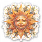 Kosmische zon gezicht digitale kunst laptop sticke sticker (Voorkant)